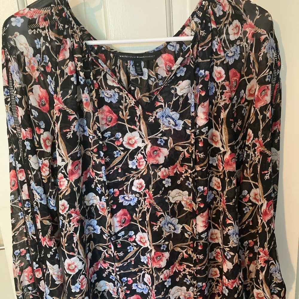 White House Black Market floral blouse.